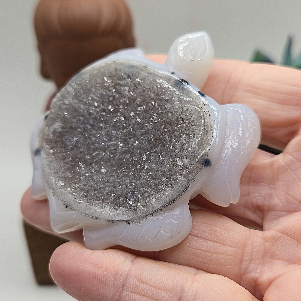 Druzy Agate Turtle Crystal Carving